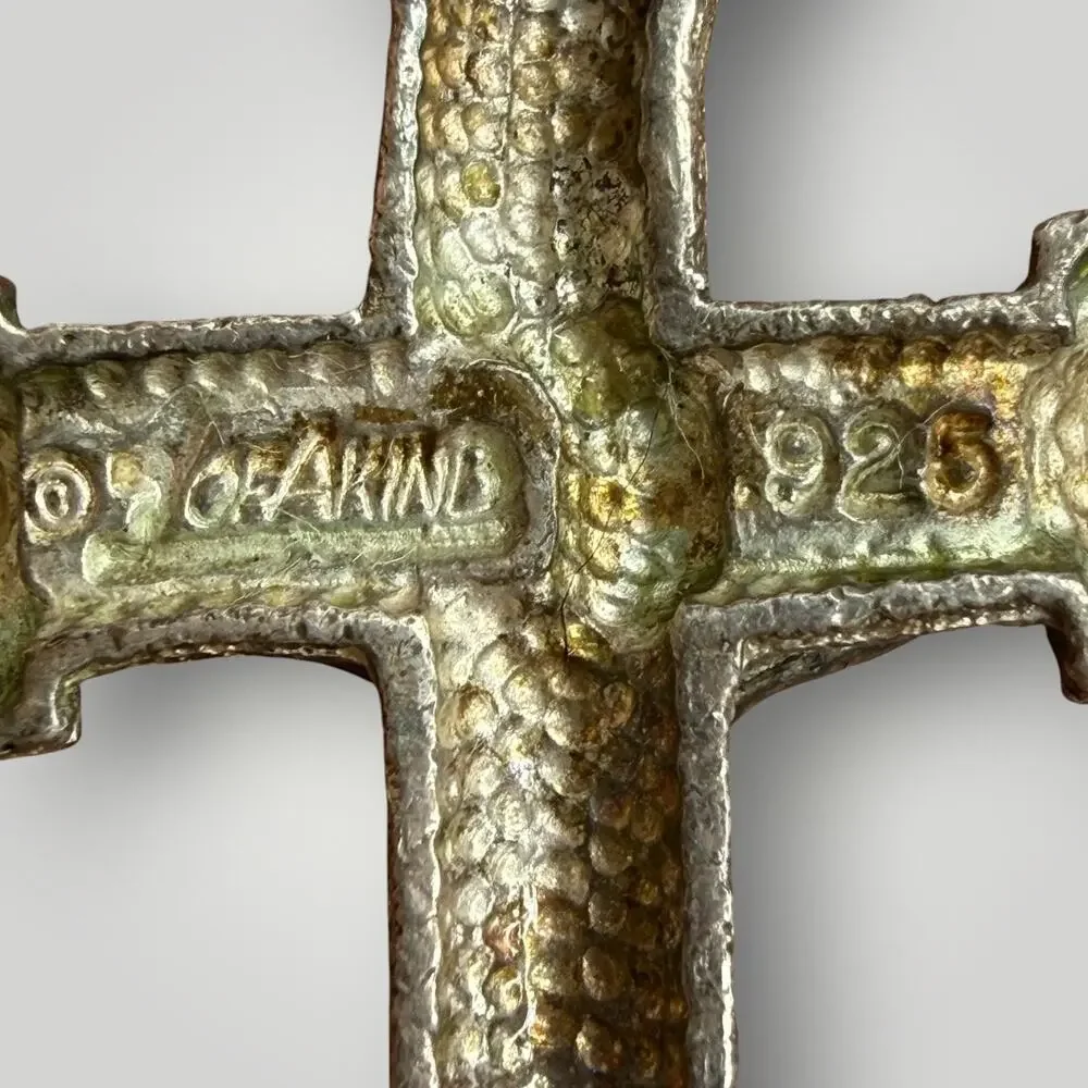 Vintage 925 Sterling Silver Crucifix Cross Pendant Fleur De Lis